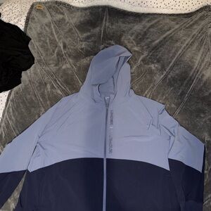 Under Armour Jacket 1X Adult Blue Run Full Zip Hooded Windbreaker Womens